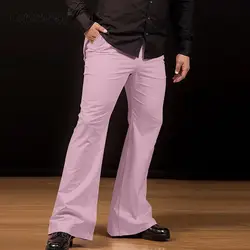 Streetwear Vintage Flared Trousers For Mens 2025 Spring Autumn Casual Stretch Slim Pants Vintage Men Solid Color Wide Leg Pants
