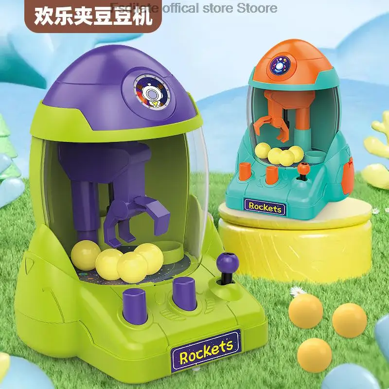Children\'s Mini Grab Ball Machine Cartoon Rocket Rocker Clamping Bean Game Machine Puzzle mini maquina expendedora kids toys