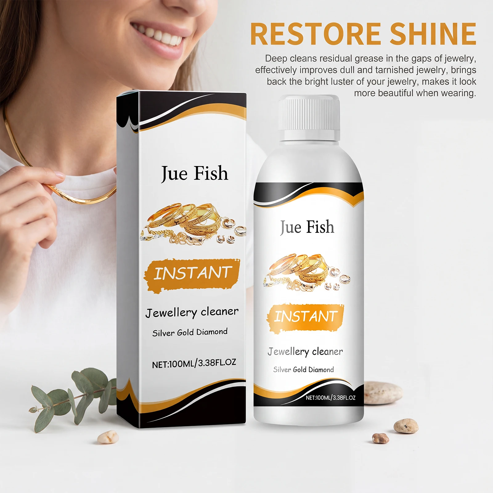 100ml Jewellery Cleaning Liquid Daily Maintenance Cleaning for Gold Silver Jewelry & Glass Surface Stain Cleansing Care Fluid