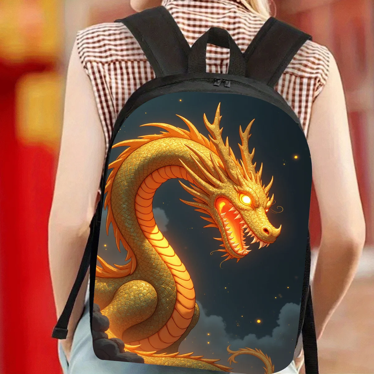

1Pc, Dragon Backpack, Large Capacity 17 Inch Casual Backpack Laptop Bag with Water Bottle Holder - Lightweight Durable