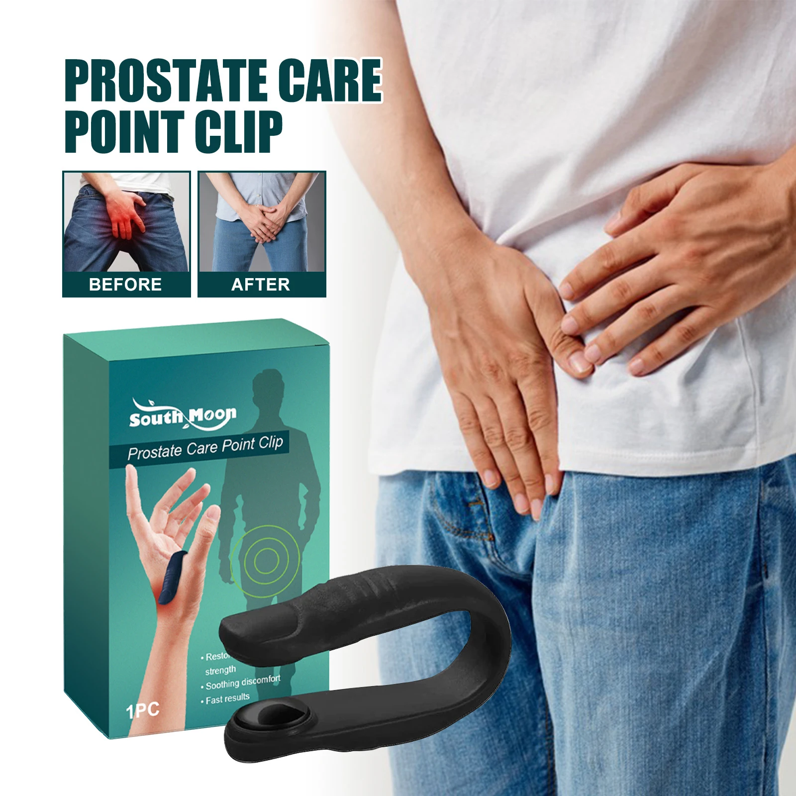 Men's Portable Herbal Refreshing Gentle Acupoint Massage Clip, Prostate Relief Acupressure Clip for Relaxing Male Body Care