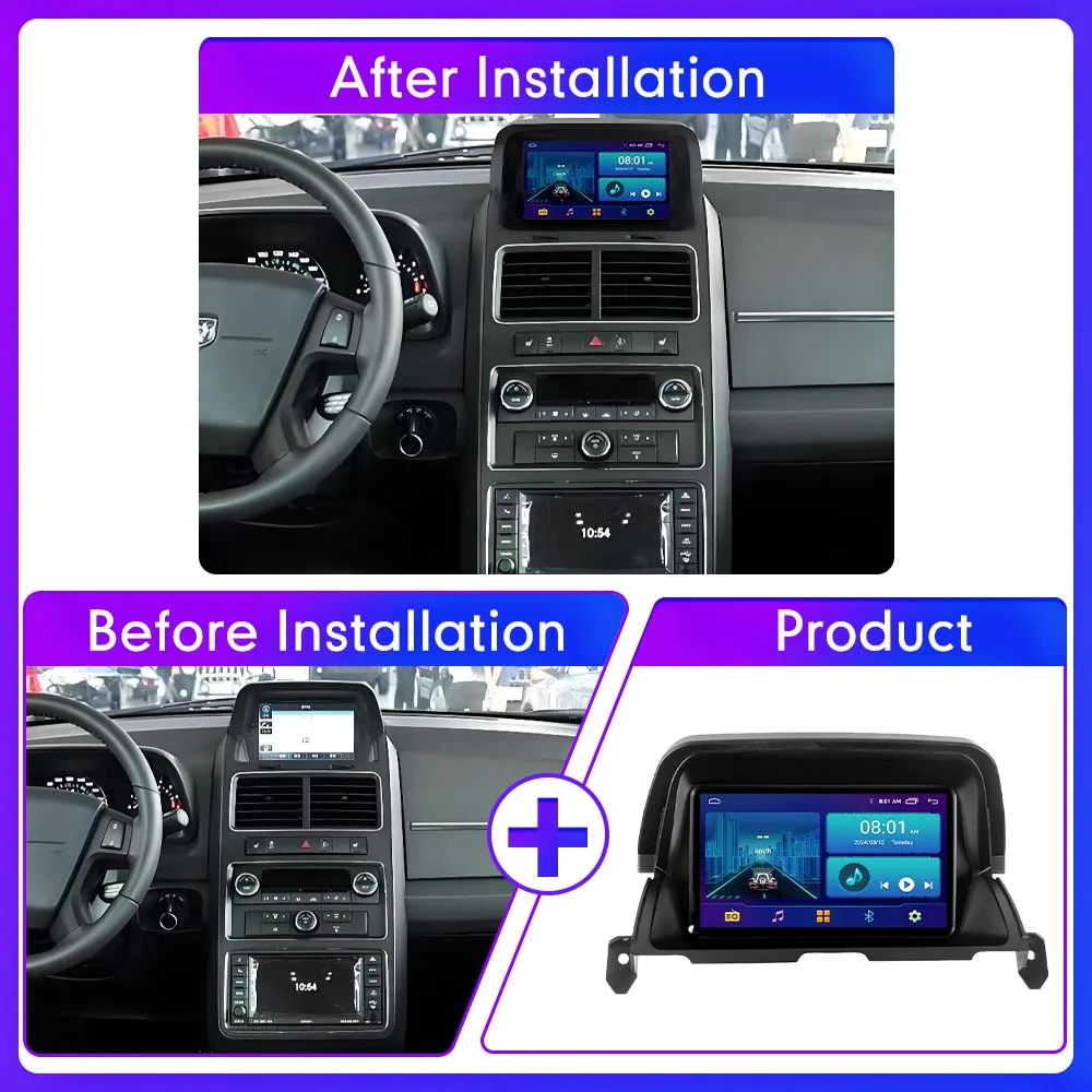 Reproductor de vídeo Multimedia de Radio de coche de 8 "para Dodge Journey 2009-2011 navegación GPS 2Din Audio estéreo CarPlay Android Auto