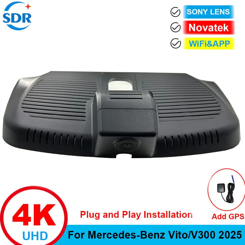OEM 2160P واي فاي جهاز تسجيل فيديو رقمي للسيارات لمرسيدس بنز الخامس الفئة V300 W447 فيتو 2024 2025 التوصيل والتشغيل تركيب 2K Dashcam APP التحكم