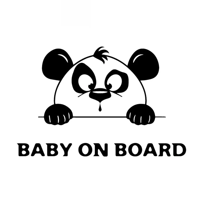 Car Stickers Personalized Panda Animal Warning Car Stickers BABY ON BOARD Bumper Decoration Accessories Black/white,17cm*11cm