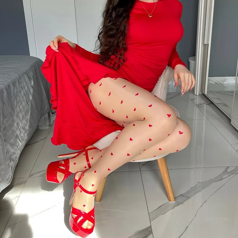 

1/2 пары сексуальных колготок в горошек в форме сердца, женские масляные блестящие гладкие колготки с высокой талией, бесшовное нижнее белье с промежностью, чулочно-носочные изделия