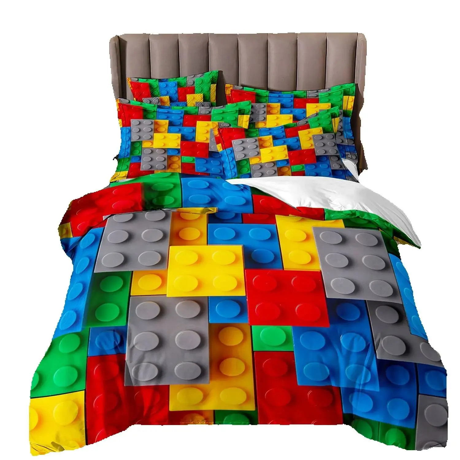 Ensemble de literie avec impression numérique 3D Tetris, couvre-lit, édredon, lit pour jeunes, enfants, filles, garçons, cadeau