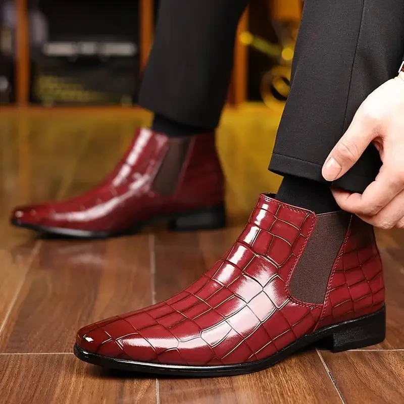 

Мужские ботинки челси с квадратным носком, универсальные модные короткие ботинки до щиколотки, для офиса, делового стиля, для джентльменов