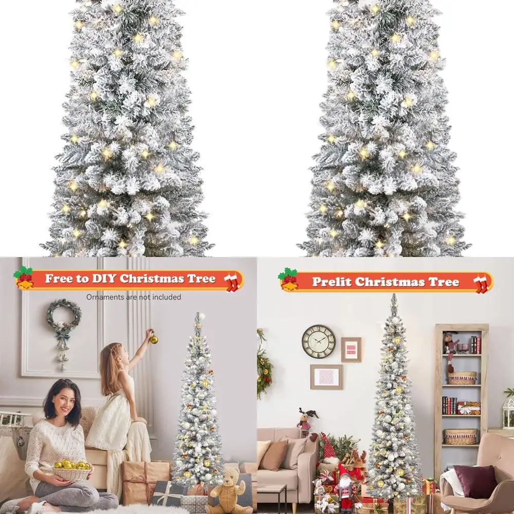 

4-футовая рождественская елка с белым матовым карандашом из благородной ялины с теплыми огнями и металлической подставкой, праздничный декор премиум-класса в список UL