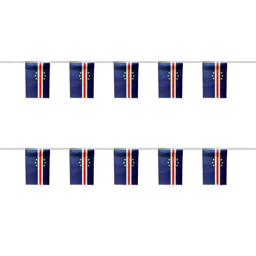 Aerlxemrbrae  5.5M 20pcs/set14cmx21cm   Cape Verde   String Flag    Cape Verde  Hanging Mini Flag  Window Flag