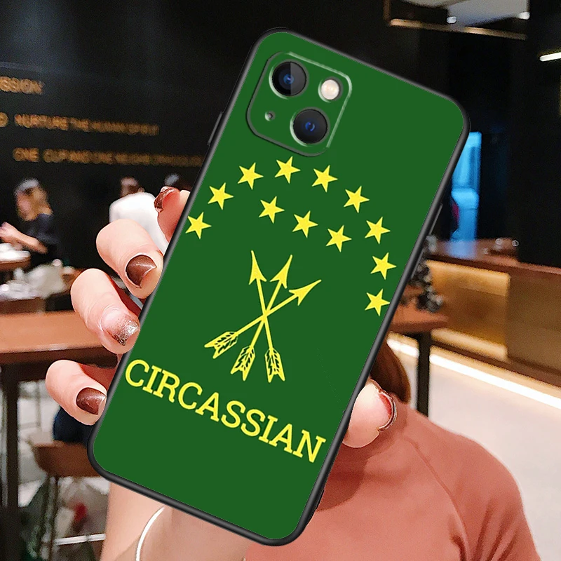 Adygea Circassian Flag Phone Case For iPhone 13 12 11 14 15 16 Pro Max Plus X XR XS Bumper Cover Coque