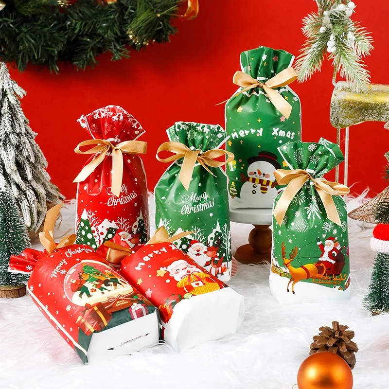 Frohe Weihnachten Süßigkeiten Tasche Santa Geschenk Tasche Schneeflocke Kordelzug Tasche Weihnachtsdekorationen für Zuhause Neujahr 2025, Weihnachtsgeschenke – Detail 12