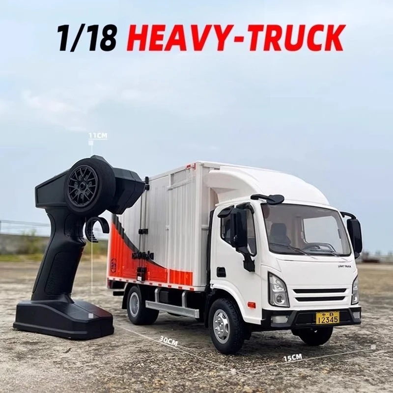 

Радиоуправляемый грузовик-фургон 1/18, 2,4 ГГц, с металлическим шасси, передними фарами, реалистичным звуком, транспортное средство, игрушка для детей, подарок