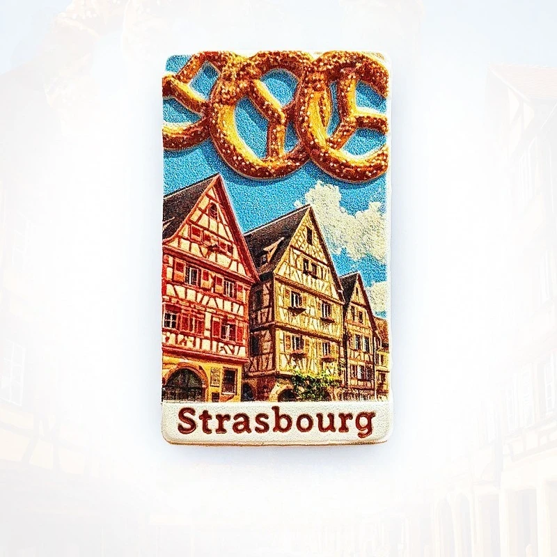 Strasbourg Old Town Fridge Magnet - 3D Alsace Souvenir Half-Timbered Houses Decor Unique France-Germany Gift