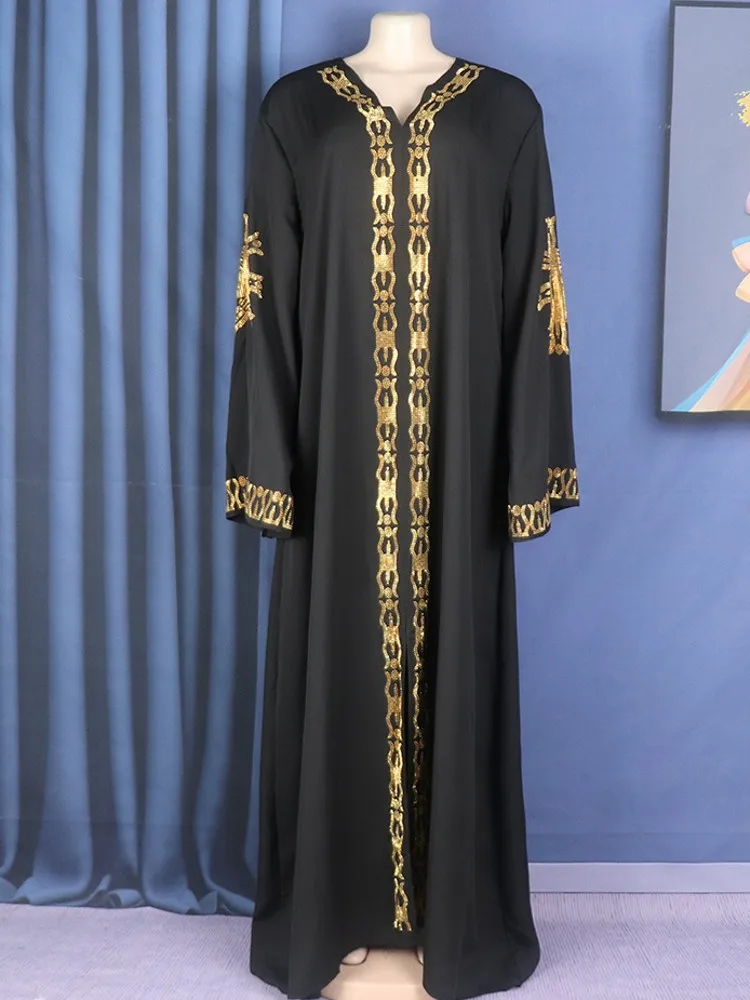 

Muslim Women Long Sleeve Maxi Long Dress Muslim Robe Moroccan Loose Gowns Arabic Ramadan Hot Diamond Abaya Kaftan Dashiki