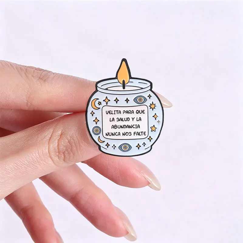 9 Stück Spanische Motivations-Abzeichen mit Sprüchen, Wunschkerzen-Emaille-Pins, Inspirierende Positive Broschen, Lateinische Accessoires, Dekorationsgeschenk – Detail 4