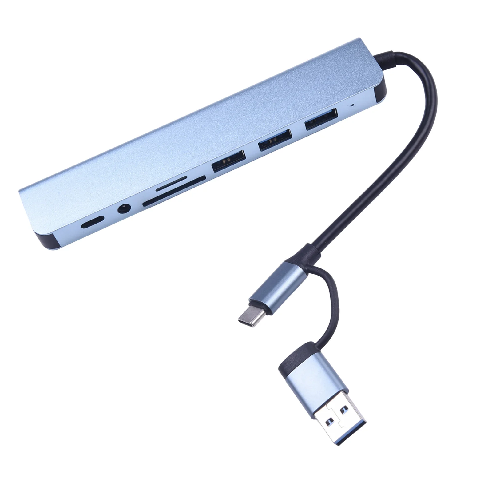 High Speed 8-in-2 USB Hub Docking Station With Audio And Charging For Computers Memory Card Reader Laptop Disk Converter