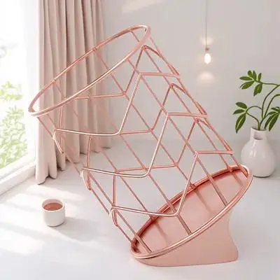 1Pcs Iron Pen Container Gold Plated Rust Resistant Desktop Organizer Pen Holder Makeup Brush Holder Multipurpose