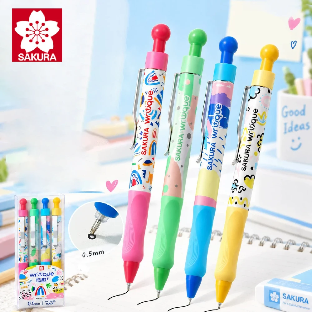 4pcs Original Japan SAKURA Gel Pen Set Kawaii 0.5mm Large Capacity Black Smooth Writing Signature Pen for School Office Supplies