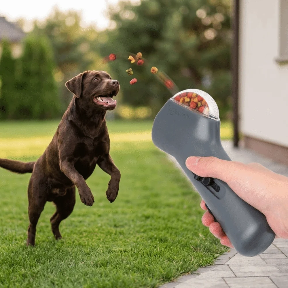 Spring Powered Trigger Pet Food Feeder Light Weight Build Single Hand Use Pet Training Feeder Ergonomic Grip