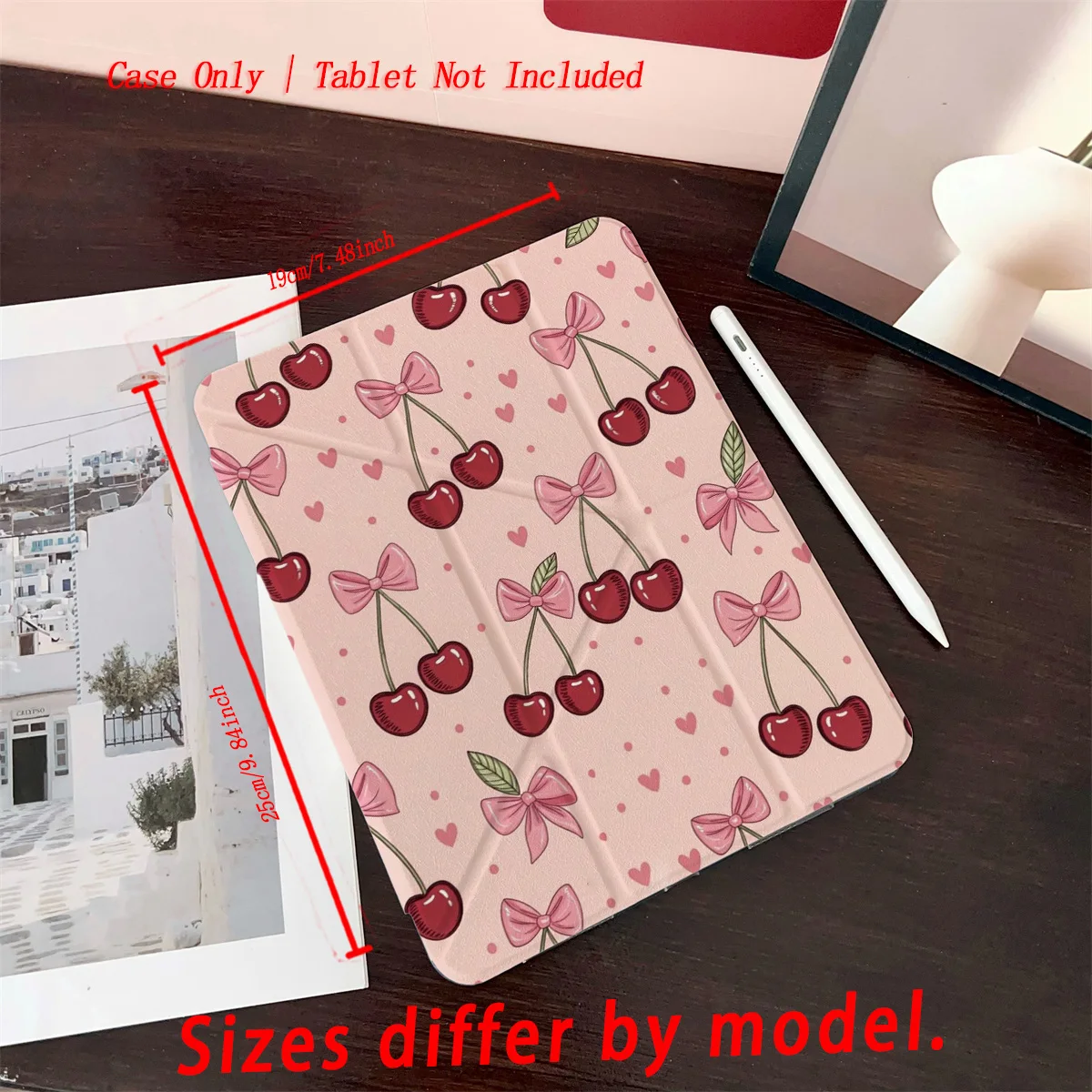 Mini Stylish Cute Y-Fold Vibrant Red Cherry Patterns iPad Case For Apple iPad 10.2 Inch Air 4 Pro 11 Mini 5 Durable Cover