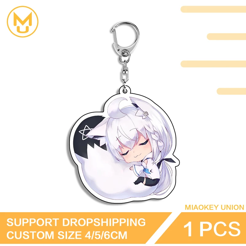 Funny Furry Girl Shirakami Fubuki Vtuber Keyring Hot Selling Acrylic Q Edition Accessories Versatile Fashionable Mini Props