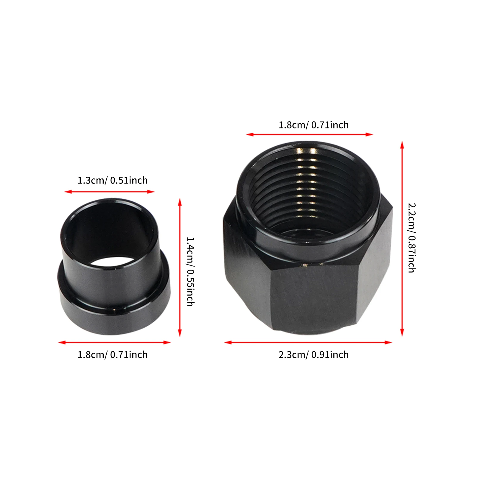 37 Degree Tube Nut and Sleeve Aluminum Hardline Fitting 8 AN Female Tube Nut and Sleeve for 1/2'' OD Aluminum Tubing 1 Set
