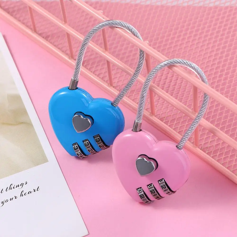 Shape Suitcase Gym Drawer Lock Trolley Case TSA Customs Code Lock Heart Shape Padlock Combination Padlock Luggage Travel Lock