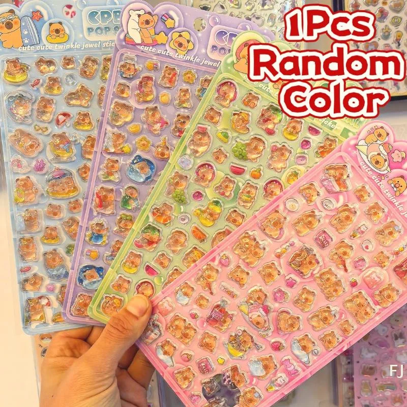 

[YU]1Pcs Cartoon 3D Relief Capybara Sticker Cute Decoration For DIY Handcrafts Notebooks Phone Case Luggage Laptop Decals Gift