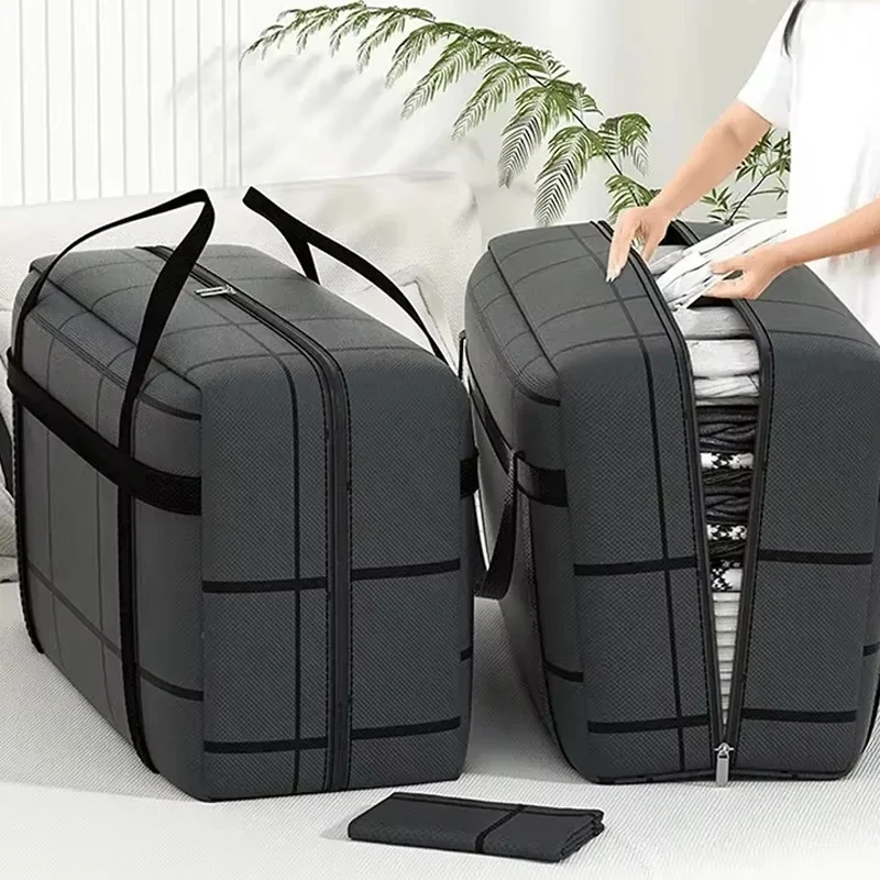 1Pc New Large Capacity and Super Load-bearing Black Composite Material Storage Bag, Dustproof and Moisture-proof with Zipper image 4