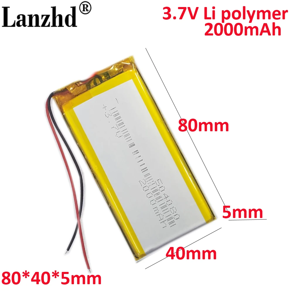 

Li-po Battery 3.7V 2000mAh lithium battery For tablet pc BANK GPS mp3 mp4 MP5 GPS 504080 433880 453880 453778 464198 554080