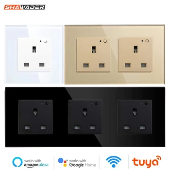 WiFi Smart Wall Sockets UK Electrical Plug Mounted Outlets 13A App Remote Voice Control Timer Tuya Smartlife Alexa Google Home