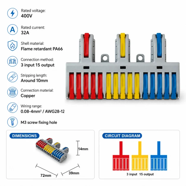 1 Eingang, mehrere Ausgänge, Mini-Schnellkabelverbinder, universeller kompakter Push-in-Klemmenblock, Kabelverteiler, LED-Beleuchtungsverkabelung, 1/5/10 Stück