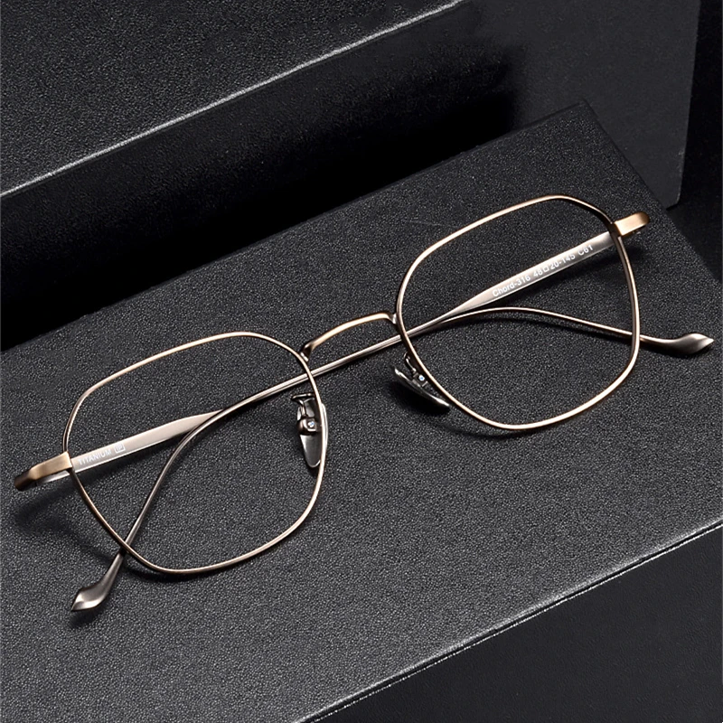 New Hot Selling Ultra Light Pure Titanium Polygonal Men Frame Japanese Retro Anti Blue Optical Prescription Customized Glasses