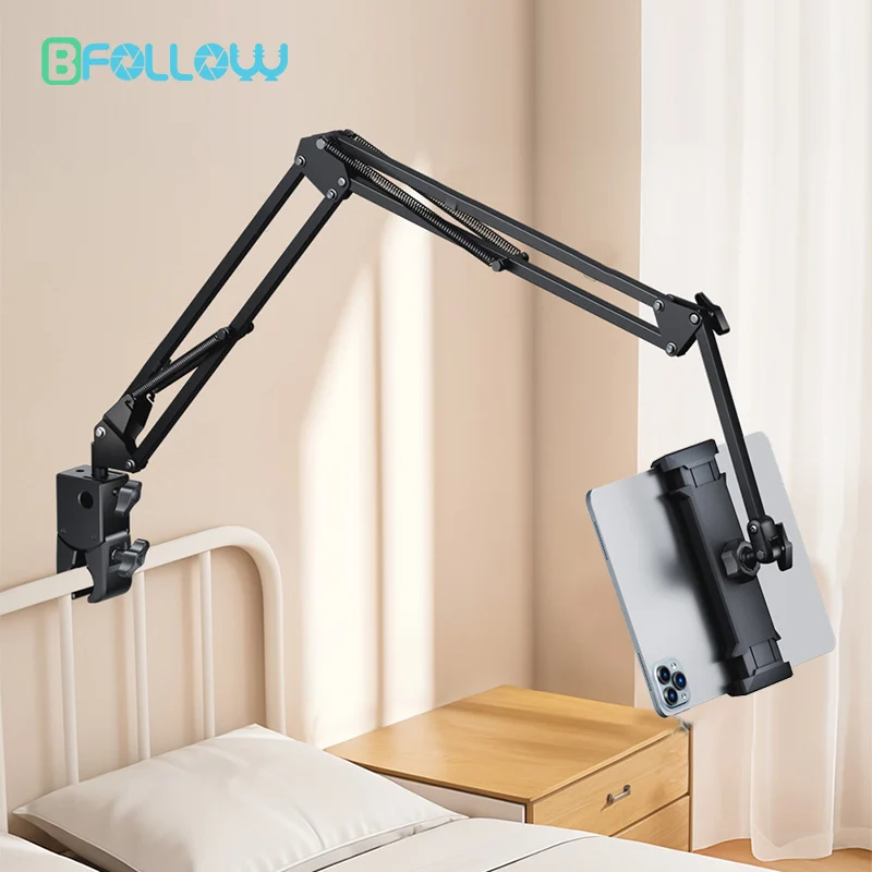 

BFOLLOW Lazy Bracket Stand for Metal Tube Bed with Tablet Mobile Phone Holder Magsafe Magnetic Head Mount iPhone Boom Arm