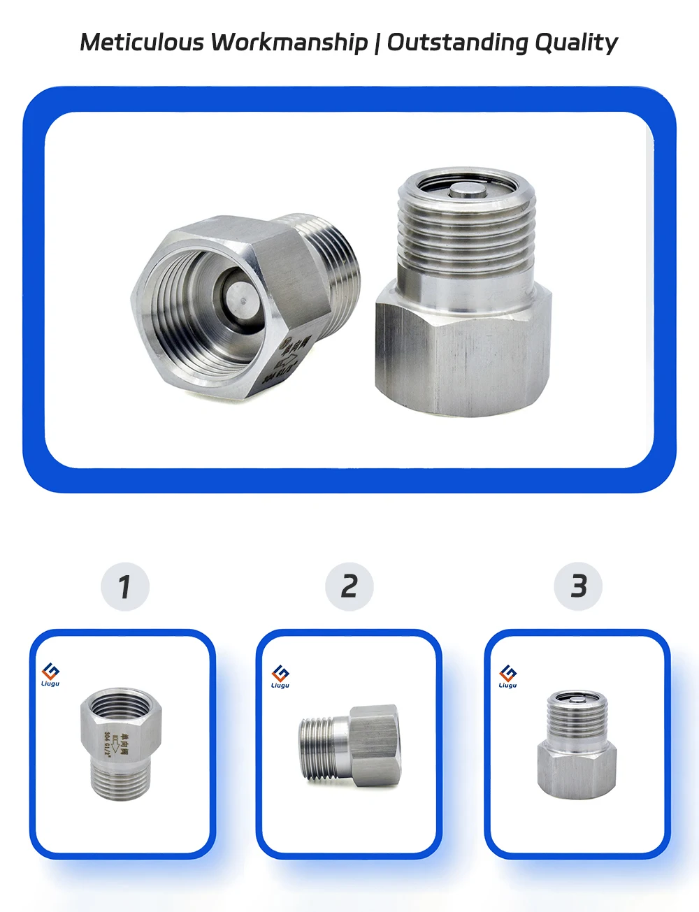 Einzelnes Rückschlagventil aus Edelstahl 304, BSP, 1/8 Zoll, 1/4 Zoll, 3/4 Zoll, 1 Außengewinde, gerade Hochtemperatur- und Druckrohrverschraubung – Detail 1