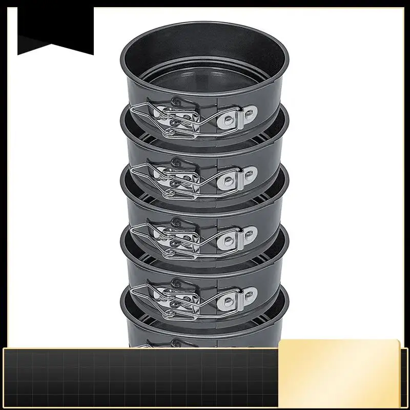 Cake Pan Set - Pack Of 5 Nonstick Round Baking Pans With Removable Bottom, Cake Pans For Mini Cheesecakes-N37R