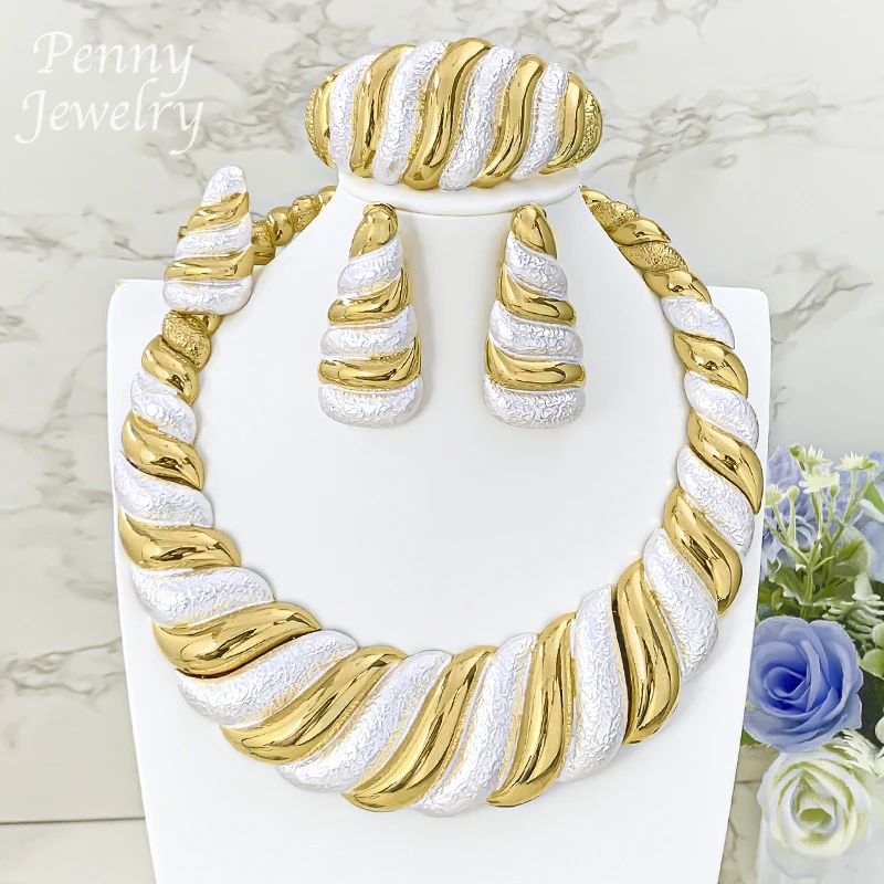 Dubai 18K Gold Plated Jewelry Sets for Women Surround Big Necklace Collar Original Wedding Banquet Parties Luxurious Jewelry