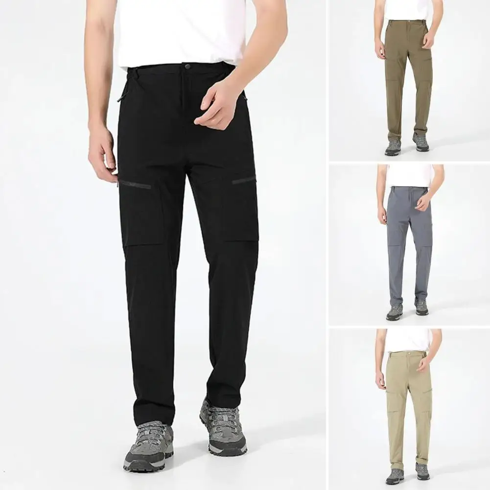 Pantaloni lunghi da esterno pantaloni da arrampicata impermeabili ad asciugatura rapida con Multi tasche per pantaloni da viaggio Unisex a gamba larga con elastico