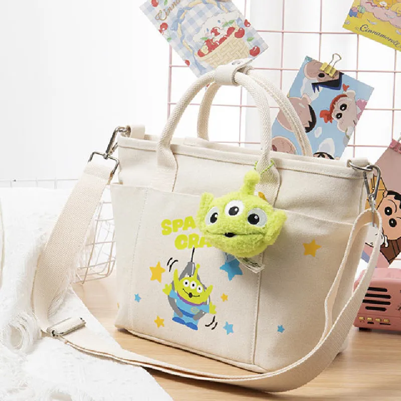 Original Disney Alien Plush Doll Pendant Canvas Handheld Cartoon Anime Portable One Shoulder Bag Kawaii Girls Birthday Gifts