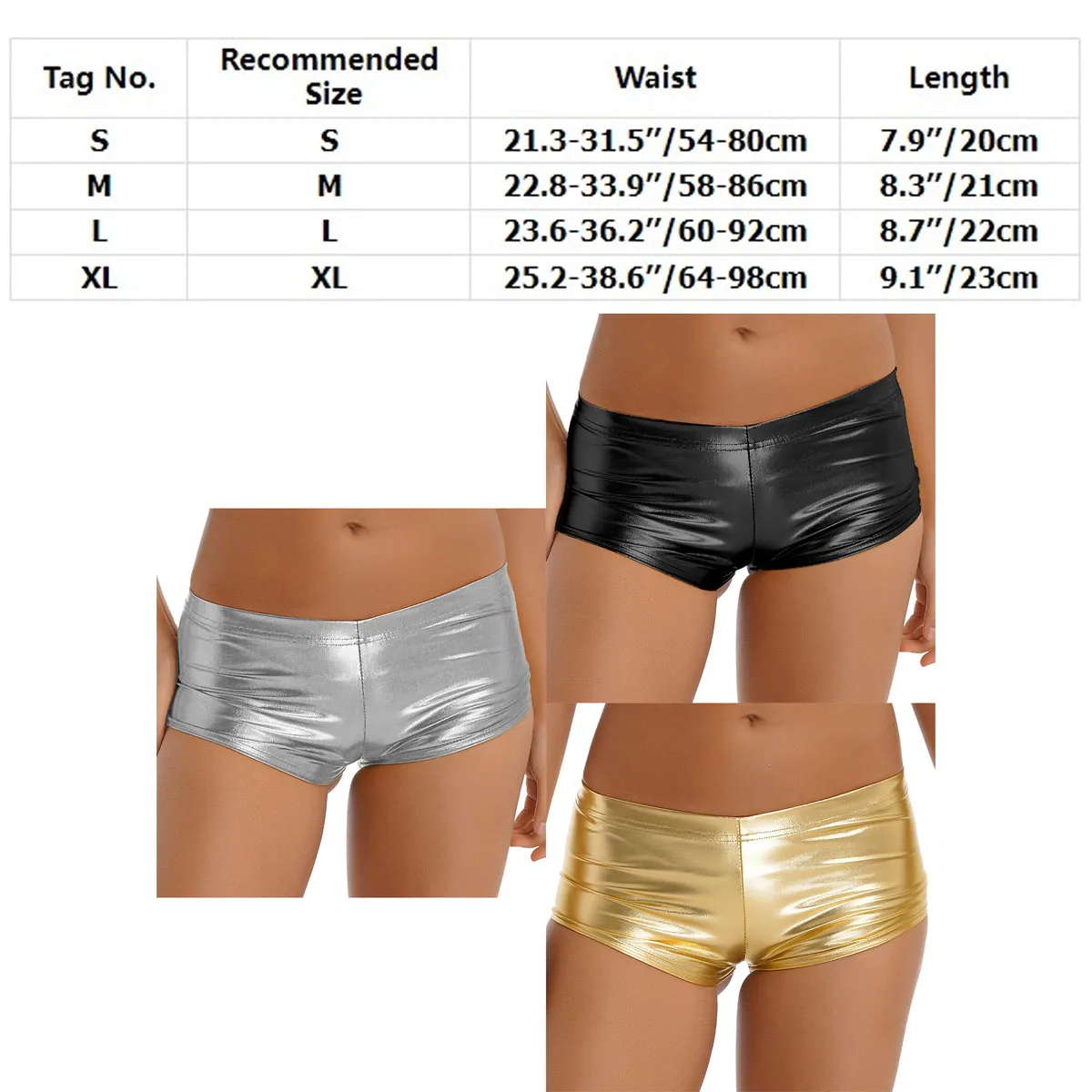 Frauen Pole Dance Shorts Hohe Taille Metallic Shiny Patent Leder Hot Shorts Workout Rave Party Pole Dance Böden Clubwear