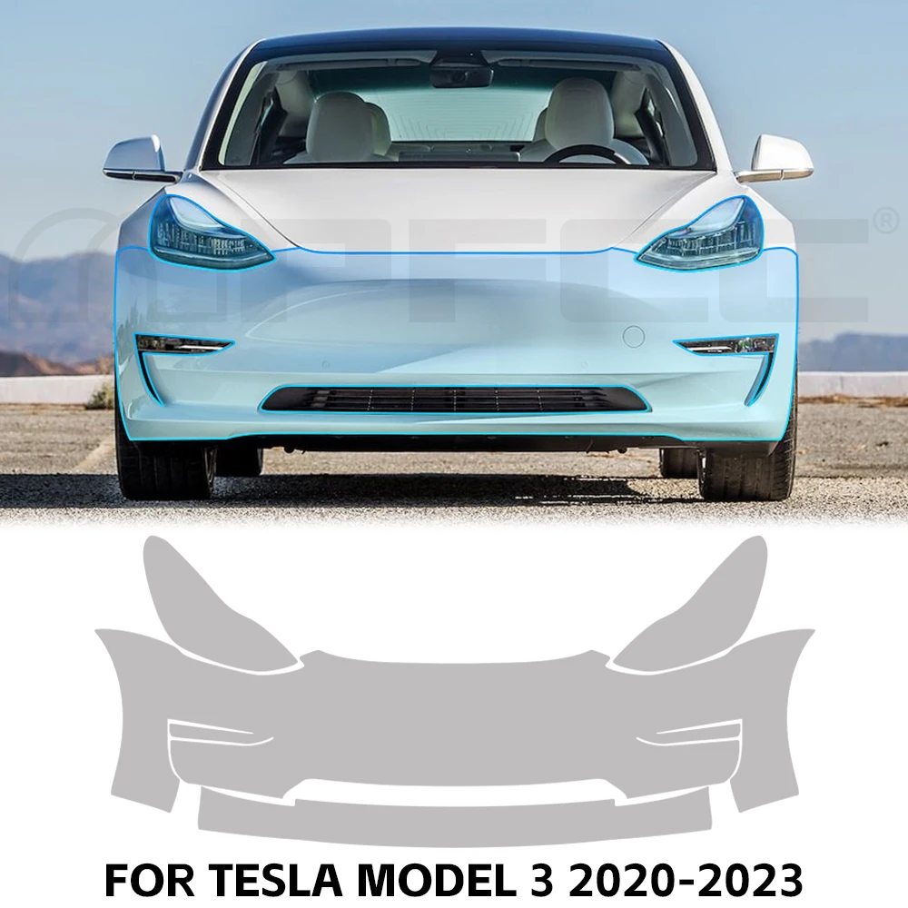 9Mil طبقة حماية الطلاء من البولي يوريثان قبل قطع PPF ل تسلا نموذج 3 2020-2023 جسم السيارة المضادة للخدش واضح الصدرية مقاومة غطاء غير مرئي