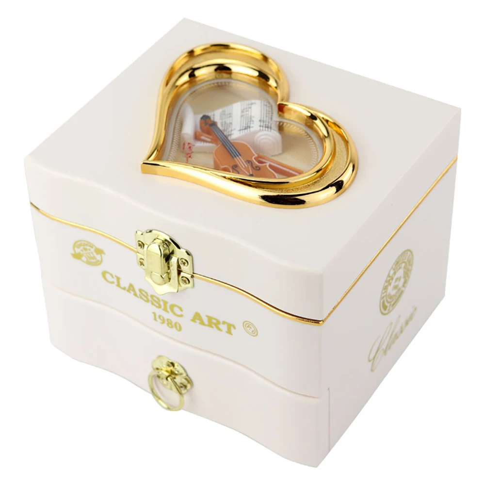 Piano Music Box Hand Crank Music Box Jewelry Box Mirror Rotating Dancer For Home Decor Birthday Gift Keepsake Storage
