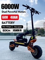 2024 New 6000W 60V 40V Dual Motor Electric Scooter Dual Suspension Shock Absorption Maximum Speed 95km/h 11 inch Off-Road Tyres