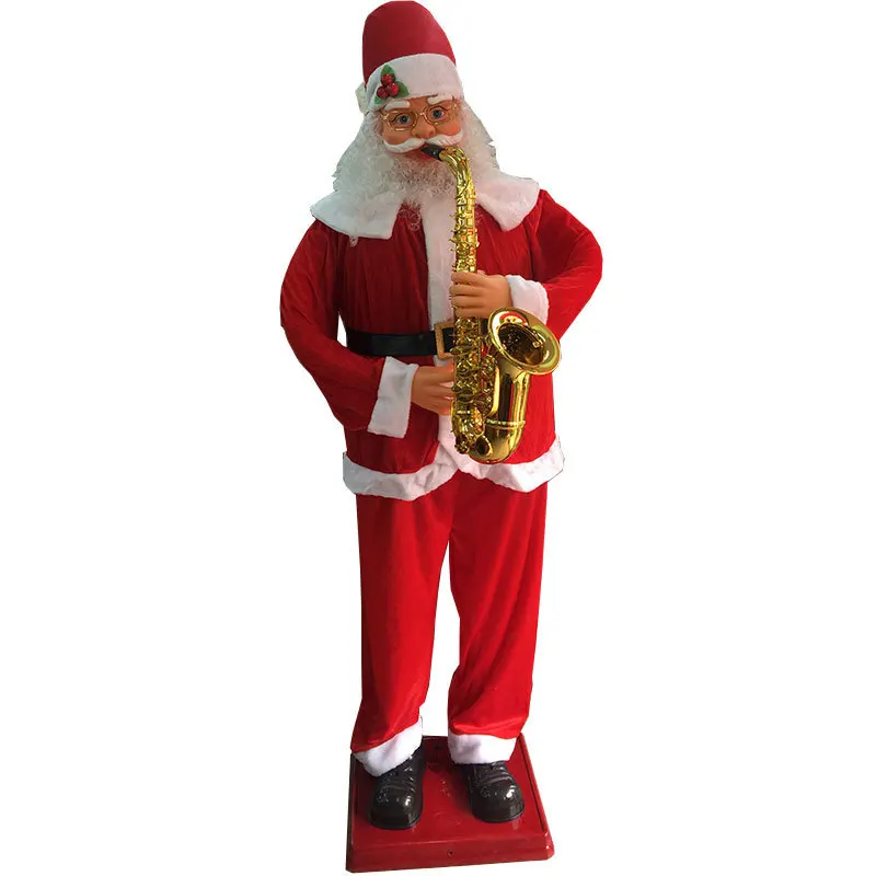 

1.8 meters rocking Santa Claus, music playing saxophone welcome electric Christmas decorations