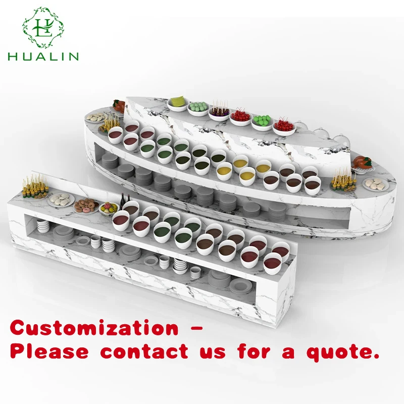 

custom.HUALIN Luxury Stone Buffet Counter, Serving Station, Bar Counter, and Cashier Desk