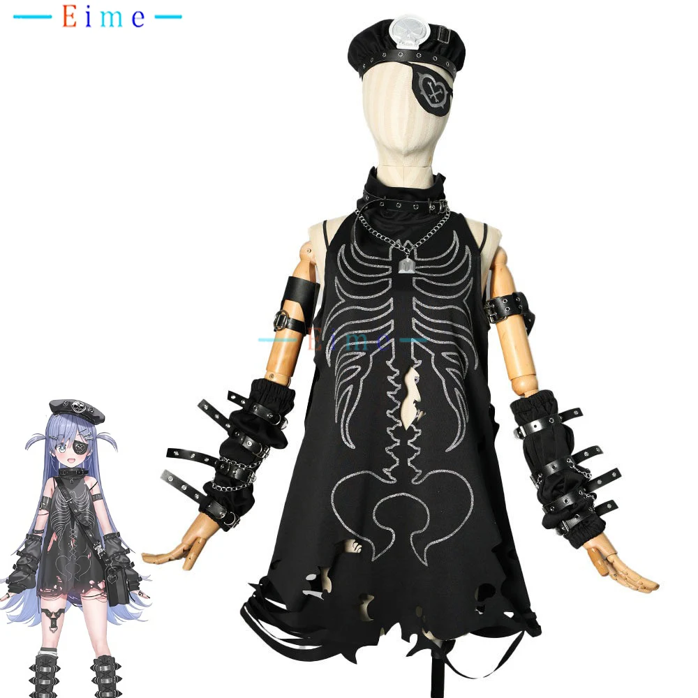 

Vtuber VSPO Yano Kuromu Cosplay Costume Women Black Gothic Dress with Hat Party Role Play Suit Halloween Uniforms Custom Made