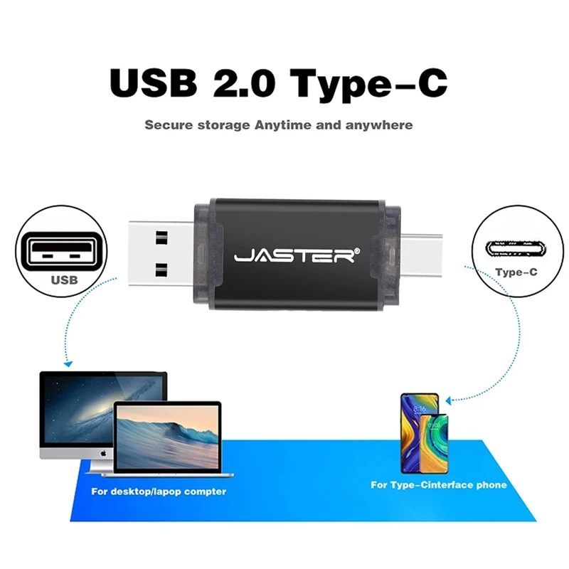 Top Quality USB Flash Drives 128GB 64GB Pen Drive Real Capacity Pendrive 8GB Type-c 2 IN 1 Memoria USB Stick 8G USB for Phone/PC