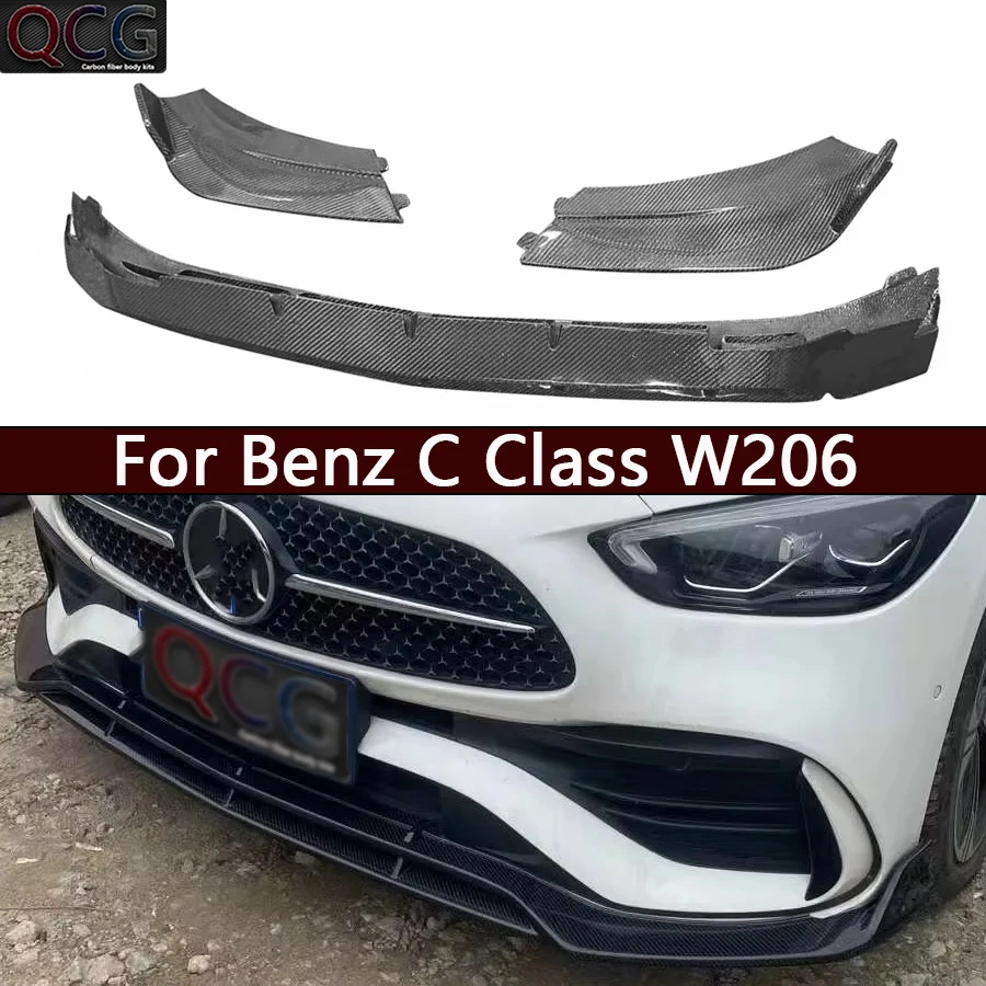 

For Mercedes Benz C Class W206 C200L C260 Carbon Fiber Front lip Car Front Bumper Diffuser Chin Spoiler Car Accessories Body Kit