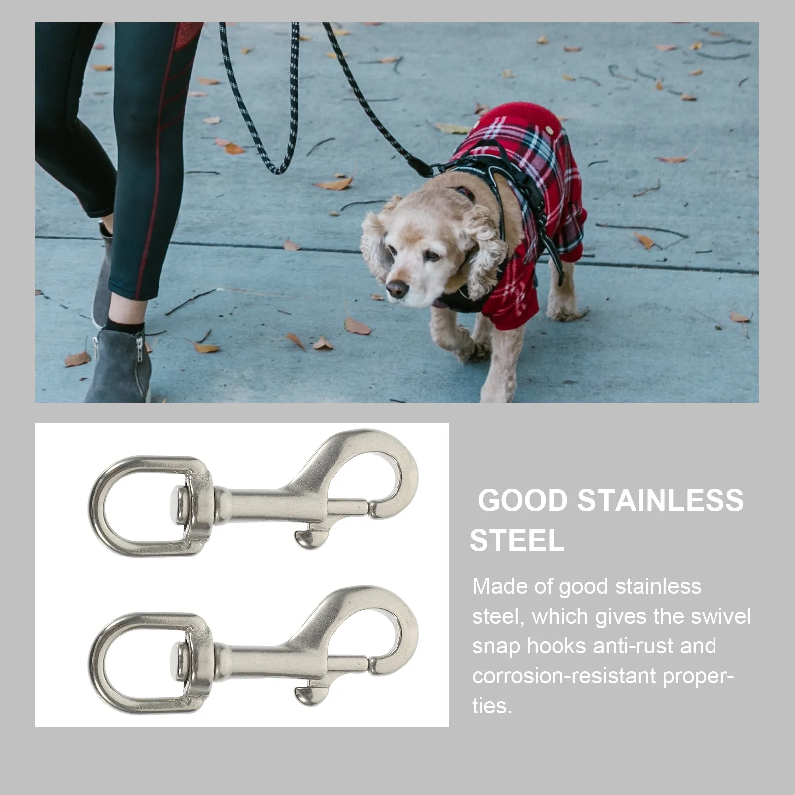2pcs Stainless Steel Swivel Snap Hook Single Headed Bolt Snap For Diving Underwater Rope Chain Cable Strap Heavy Duty Hook