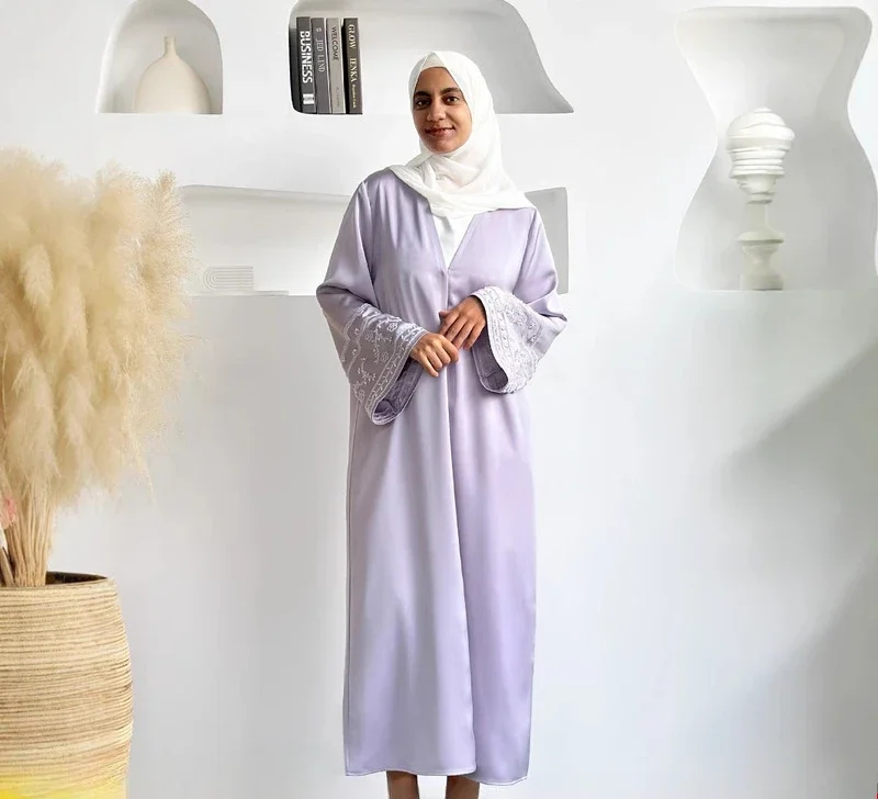 

Женские платья Ид Мусульманская Абая Джалабия Кафтан с бисером Ислам 2025 Скромные платья Арабский длинный халат Рамадан Марокко Дубай Абаяс